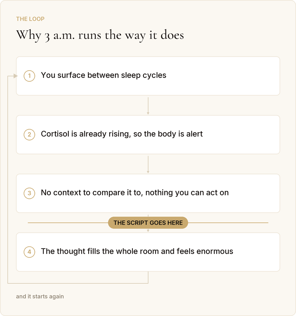Why the loop runs at 3 a.m., and where it can be interrupted.